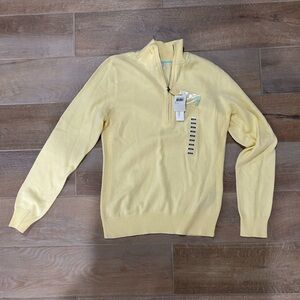 Foxcroft Light Yellow Half-Zip Turtleneck Sweater